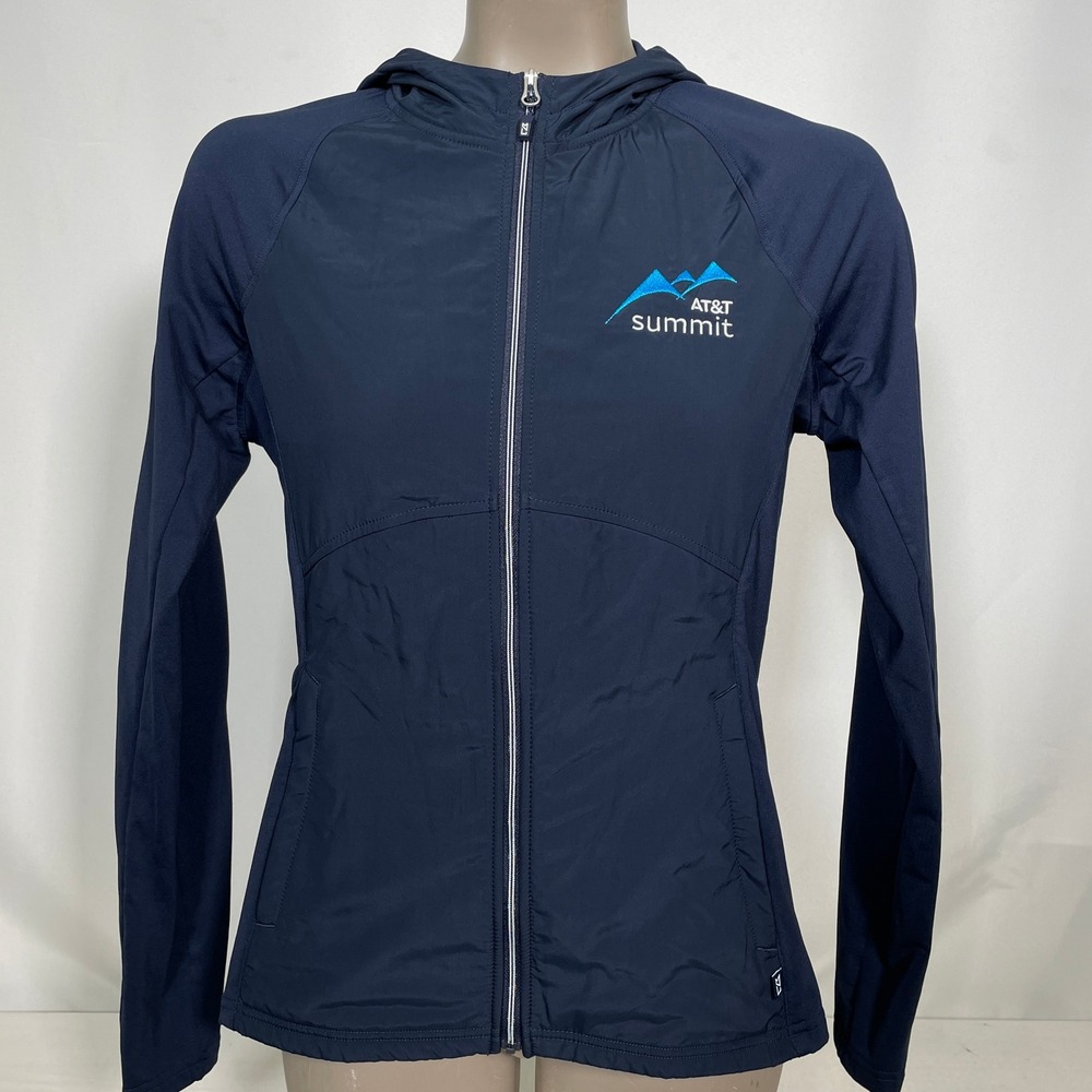 AT&T Summit Cutter & Buck Navy Blue Full Zip Hooded Jacket Women's SMALL